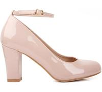 Womens Block Heel Pumps Ankle Strap Round Toe Mid Heel Shoes Plus Size 9-12 Comfort Office Sandals (Nude Patent, UK Footwear Size System, Adult, Women, Numeric, Medium, 12)