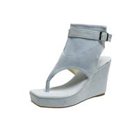 Women's Block Heel Sandals, Thick Platform Sole, Toe Separator, Fringe Trim, Comfortable Party Shoes, Fashionable Clutch Style, Eye-catching Look, Breathable Sandals, Casual Summer Shoes, 02 Sky Blue