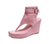 Women's Block Heel Sandals, Thick Platform Sole, Toe Separator, Fringe Trim, Comfortable Party Shoes, Fashionable Clutch Style, Eye-catching Look, Breathable Sandals, Casual Summer Shoes, 02 Pink, 9