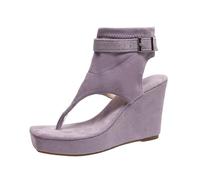 Women's Block Heel Sandals, Thick Platform Sole, Toe Separator, Fringe Trim, Comfortable Party Shoes, Fashionable Clutch Style, Eye-catching Look, Breathable Sandals, Casual Summer Shoes, 02 Purple, 6