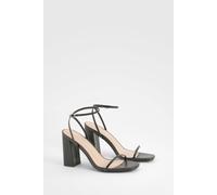 Womens Block Heel Two Part Sandals Black 6