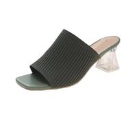 Womens Block Heeled Summer Open Toe Slippers Mid Heels Party Dress Sandals Wedding Prom Shoes