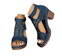 Womens Block Heels Platform Shoes Buckle Ankle Strap Cutout Arch Support Ladies Plantar Fasciitis Orthopedic Shoes Comfort Wedge Open Toe Ankle Strap Sandals Wide Fit Cushion Walk Leather Sandals