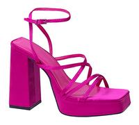 Womens Block High Heel Chunky Sandals Ladies Platform Cross Strap Square Toe Party Occasion Heeled Sexy Open Toe Strappy Comfort Dress Up Fashion Shoes