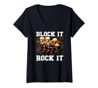 Womens Block It Rock It Roller Derby Blocker Team Skater V-Neck T-Shirt