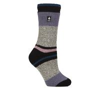 Womens Block Mixed Stripe Thermal Socks by Heat Holders - 2.3 Tog Fluffy Socks