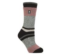 Womens Block Mixed Stripe Thermal Socks by Heat Holders - 2.3 Tog Fluffy Socks