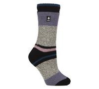 Womens Block Mixed Stripe Thermal Socks by Heat Holders - 2.3 Tog Fluffy Socks