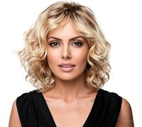 Women's Blonde Shoulder Length Middle Parting Natural Curls Breathable for Everyday Party Halloween Christmas
