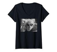 Womens Blondie Call Me Singer Debbie Harry by Allan Ballard V-Neck T-Shirt