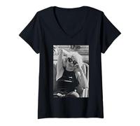 Womens Blondie Debbie Harry New Wave Band by Allan Ballard V-Neck T-Shirt