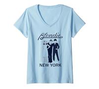 Womens Blondie Parallel Lines Album Art New York Vintage Band V-Neck T-Shirt