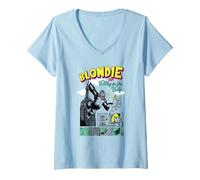 Womens Blondie Retro Giant Ape Comic Vintage Band V-Neck T-Shirt