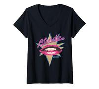 Women's Blondie Retro Lips Star Logo V-Neck T-Shirt