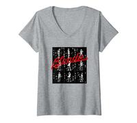 Women's Blondie Vintage Live Photo Grid Script Logo V-Neck T-Shirt