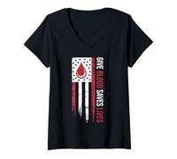 Womens Blood Donor Give Blood Save Lives V-Neck T-Shirt