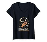 Women's Blood Sample Phlebotomist Professional Vampire Laboratory V-Neck T-Shirt