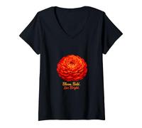 Women's Bloom Bold Live Bright Red Carnation Flower V-Neck T-Shirt