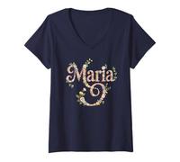 Womens Bloom First Name Maria Girl Cottagecore Party Mom Outfit V-Neck T-Shirt