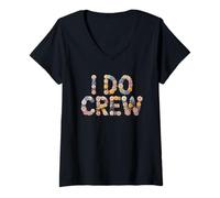 Women's Bloom I DO Crew Bride Squad Bridal Future Mrs Engagement Mom V-Neck T-Shirt