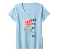 Women's Bloom Into You Rose Quote V-Neck T-Shirt