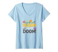 Womens Bloom Over Doom Flowers Positive Optimism V-Neck T-Shirt
