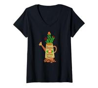 Womens Blooms and Solitude Garden Flower Zen Aesthetic V-Neck T-Shirt