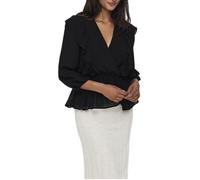 Women's Blouse Only London 3/4 Ruffle Top Elegant Black L