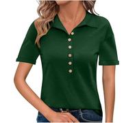 Womens Blouse Shirts Classic Shorts Sleeve Tops V Neck Pullover Blouse Collared Lapel Office Work T Shirts Elegant Plain Womens Tunic Tops Button Up Henley Loose Fit Loungewear