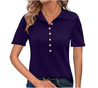 Womens Blouse Shirts Classic Shorts Sleeve Tops V Neck Pullover Blouse Collared Lapel Office Work T Shirts Elegant Plain Womens Tunic Tops Button Up Henley Loose Fit Loungewear