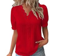 Womens Blouse, Women Summer Lace V Neck Plain Lace Elegant Shirt Fashion Solid Color Elegant Blouse Short Sleeve Comfy Soft Tee Women's Sweatshirts