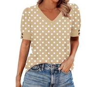 Womens Blouses Dressy Summer Shirts Puff Sleeve V-Neck Tops Polka Dot Top Elegance Business Casual Outfits for UK