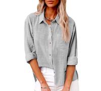 Womens Blouses Elegant Long Sleeve Button Down Tops Cargo Pocket Shirts Solid Oversized Tunic Tops Tees Shirts Baggy Casual Office Work Pullover Top Trendy Summer 2025 C-Black, L C-Grey, L