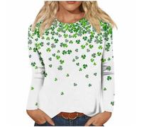 Women's Blouses & Shirts Clearance,Ladies 3/4 Sleeve St. Patrick's Day Tops Round Neck Going Out T Shirts Green Shamrock Printed Blouses Casual Loose Irish Lucky Shirts Spring Summer Clothes S-5XL