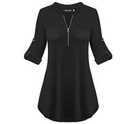 Women's Blouses & Shirts, Tunic Tops for Women UK, Basic Elegant Tunic T Shirts Spring Loose Black Blouse T Shirts