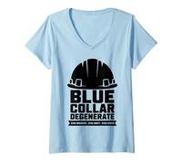 Womens Blue Collar Degenerates of American Flag Working Job Gifts V-Neck T-Shirt