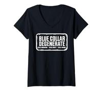 Womens Blue Collar Degenerates of American Flag Working Job Gifts V-Neck T-Shirt