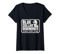 Womens Blue Collar Degenerates of American Flag Working Job Gifts V-Neck T-Shirt