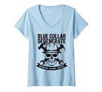 Womens Blue Collar Degenerates of American Flag Working Job Gifts V-Neck T-Shirt