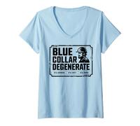 Womens Blue Collar Degenerates of American Flag Working Job Gifts V-Neck T-Shirt