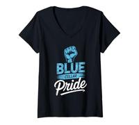 Womens Blue Collar Pride Hard Work Construction Labor Worker V-Neck T-Shirt