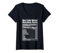 Women's Blue Collar Worker Nutrition Facts Working Class V-Neck T-Shirt