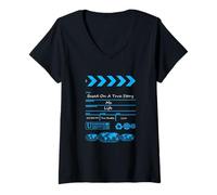Women's Blue Color Like A Movie Blue Graphic V-Neck T-Shirt