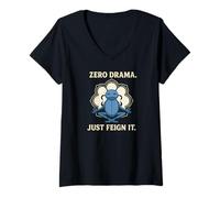 Womens Blue Death Feigning - Resilient Beetle Design for Nature V-Neck T-Shirt