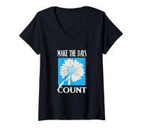 Womens Blue Don't Count The Days Blue Graphic V-Neck T-Shirt