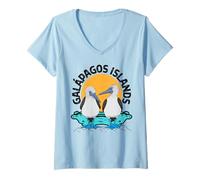 Womens Blue-Footed Booby Ecuador Galapagos Islands Blue Foot Booby V-Neck T-Shirt