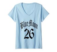 Women's Blue Full 2 Moon NUMEROLOGY 26 Two 2026 Women Men Kids V-Neck T-Shirt