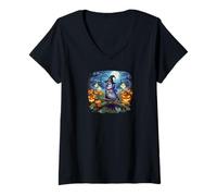 Womens Blue Jay Halloween Bird V-Neck T-Shirt