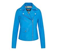 Womens Blue Leather Biker Classic Brando Moto Ladies Jacket