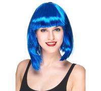 Women's blue mid-length bob wig